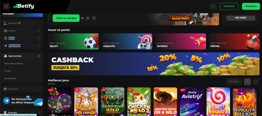 Code promo Betify jeu casino